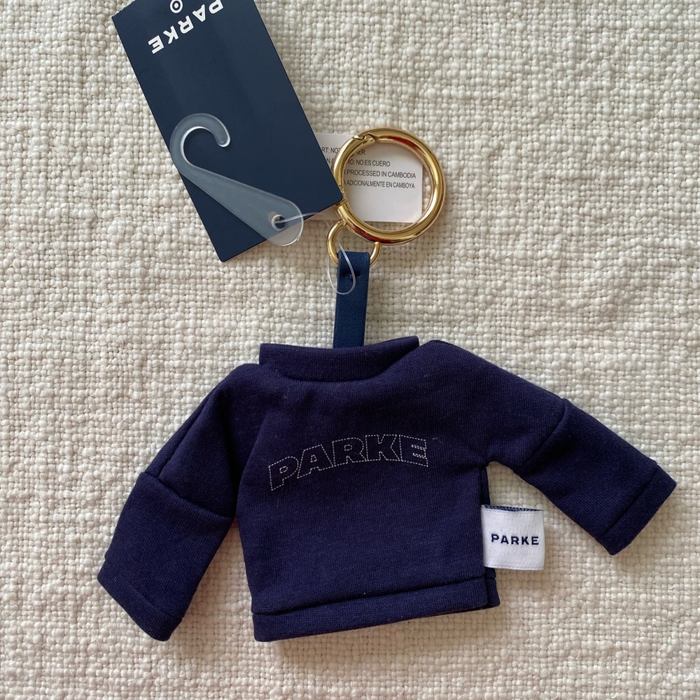 Parke Navy Mini Sweater Key & Card Holder with Gold Ring